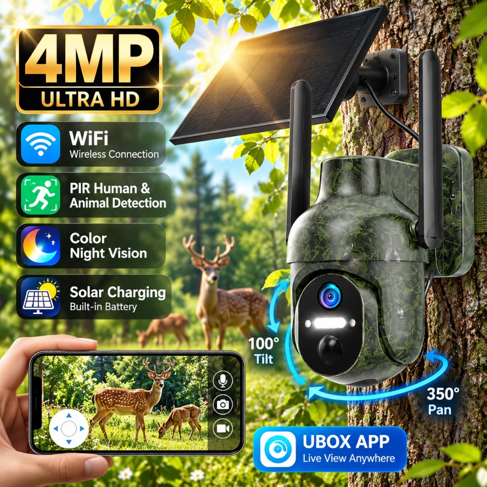 Trail Camera Infrared - Kamera zewnętrzna zasilana energią słoneczną, 4MP,